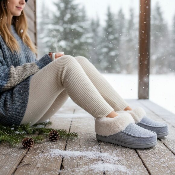 Dearfoams 11/12 Women Faux Fur House Shoes Slippers Corduroy Winter Slip-on XL - Picture 10 of 12